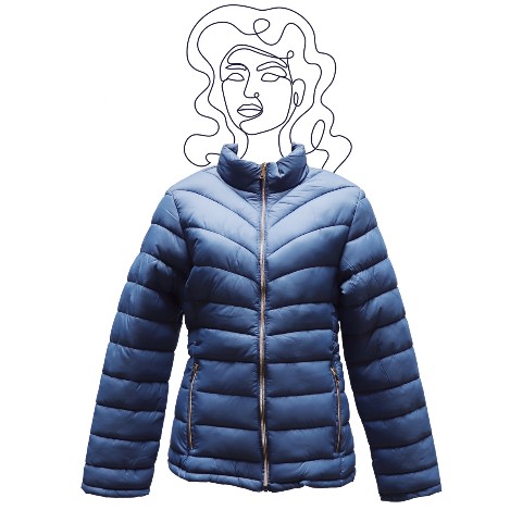 chaleco para mujer en color azul con cierre dorado